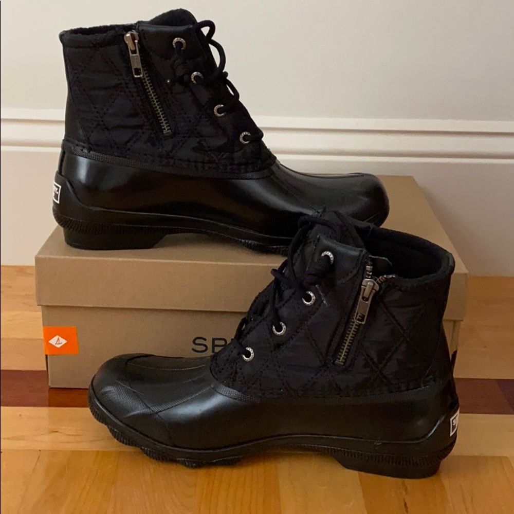 Sperry Black Syren Gulf Quilted Duck Boots
